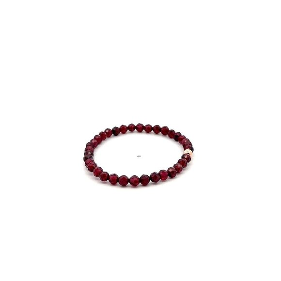Natural Garnet Gemstone Mini 3mm 18K Rose Gold Charm Bead January Birthstone - Picture 5 of 5
